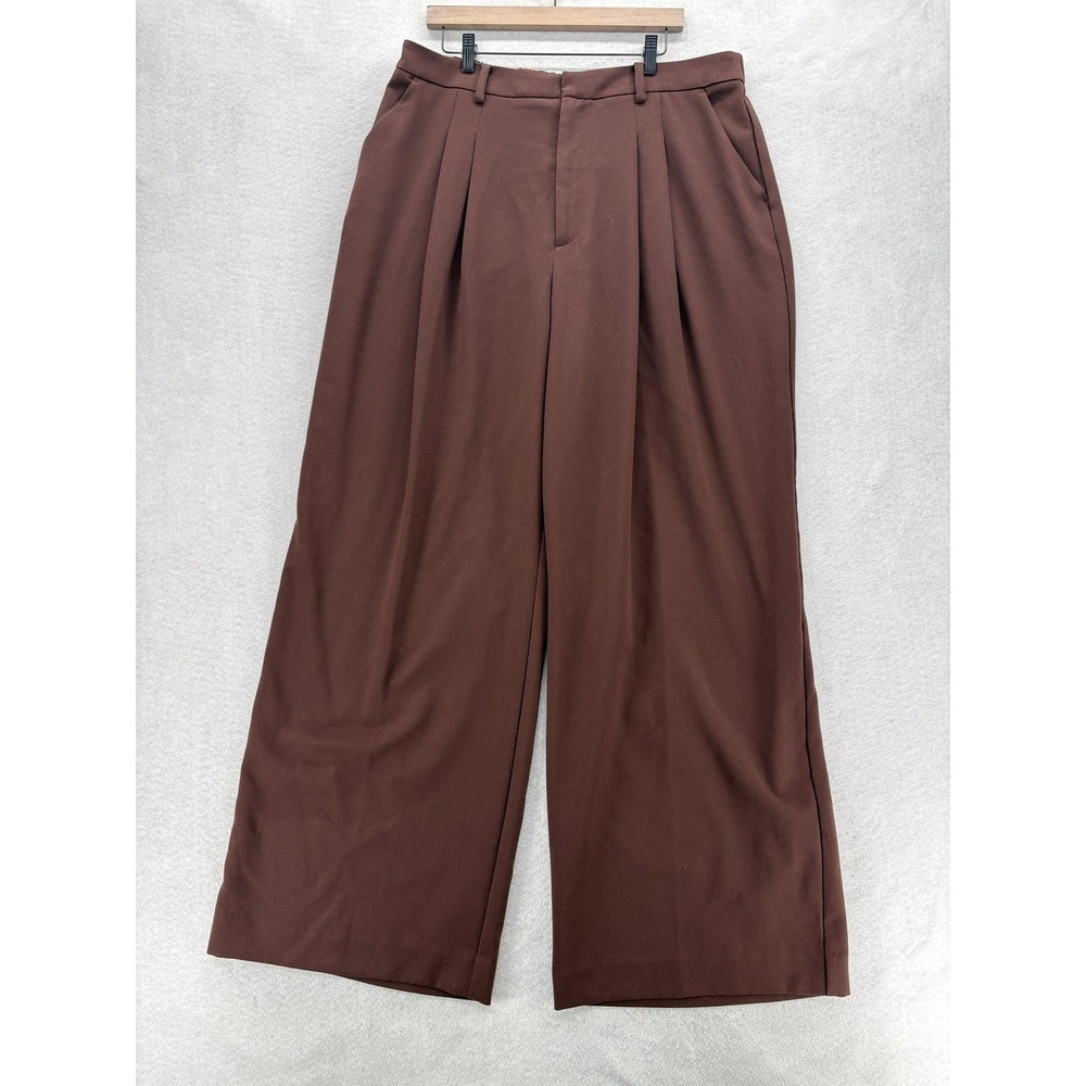 Maeve Anthropologie The Avery Wide Leg Trousers Womens XL Tall Brown Ponte Knit